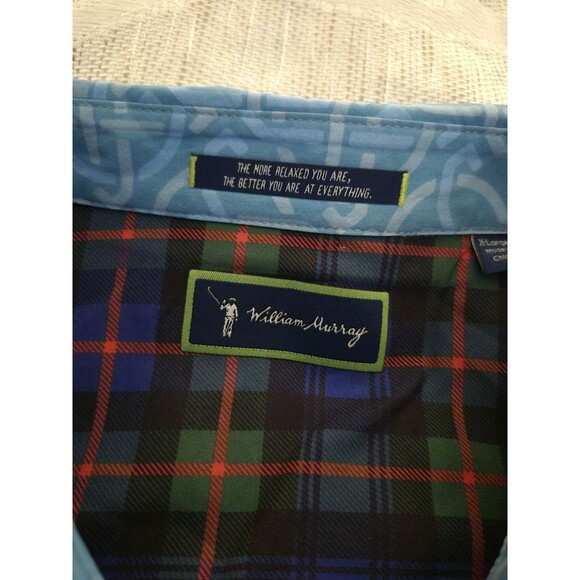 William Murray Short Sleeve Button Down Golf Shirt XL Blue - Picture 3 of 5